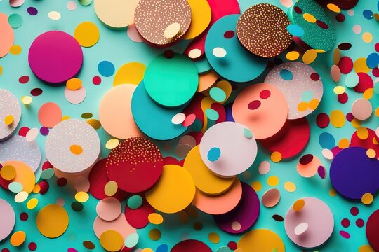 Colorful birthday party flat lay background