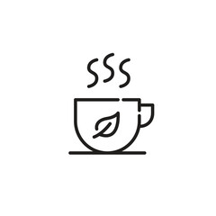 Hot tea in a mug. Relaxation time with a drink. Pixel perfect, editable stroke line icon