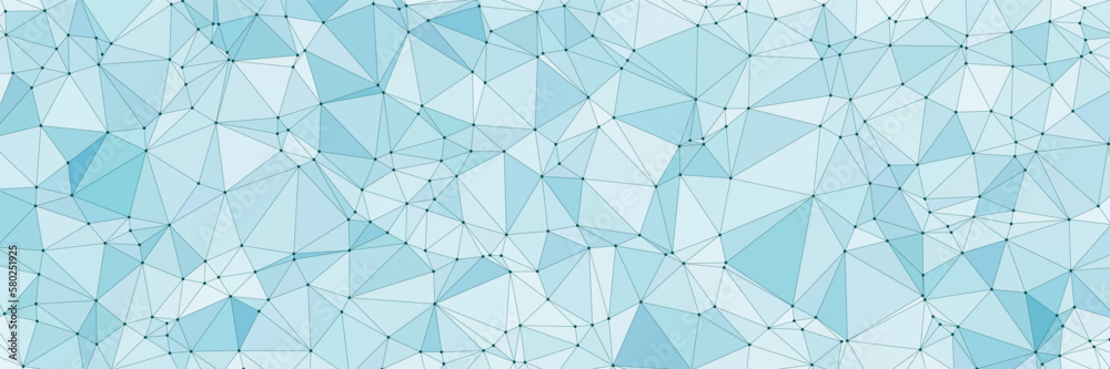 Poster Abstract blue geometric background with triangle shape pattern and molecular