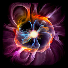 Obraz premium Abstract colorful explosion on a black background. Fantasy fractal texture. Digital art. Generative AI