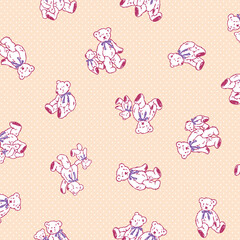 Seamless pattern of cute bear illustration,