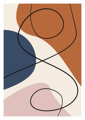 Boho poster with abstract shapes and lines. Contemporary minimalist art. contemporary wall decor. contemporary wall decor. Collection of modern minimalist abstract aesthetic illustrations.	