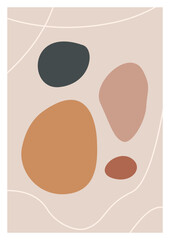 Boho poster with abstract shapes and lines. Contemporary minimalist art. contemporary wall decor. contemporary wall decor. Collection of modern minimalist abstract aesthetic illustrations.