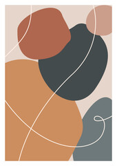 Boho poster with abstract shapes and lines. Contemporary minimalist art. contemporary wall decor. contemporary wall decor. Collection of modern minimalist abstract aesthetic illustrations.