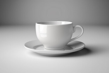 Photorealistic Clean White Coffee Cup with All White Background, Generative AI
