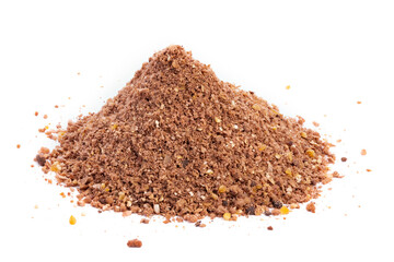 Fish food for feeder fishing on white background. Full depth of field.