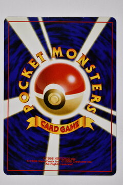 Pokemon Trading Card, Traditional backside, Pocket Monsters.