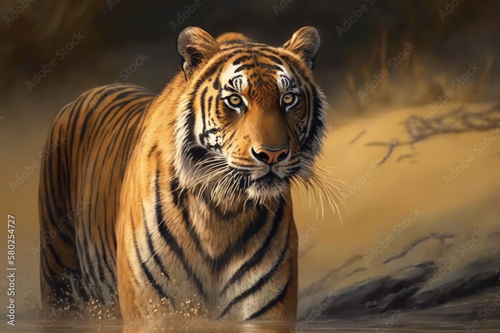 Sticker A picture of a Royal Bengal tiger. Generative AI