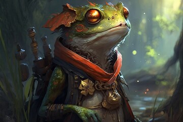 Beautiful Frog. Making a character. Characters in concept art. Illustration for a book. Video Game Characters. Digital Painting Taken Seriously. CG Work of Art. Generative AI