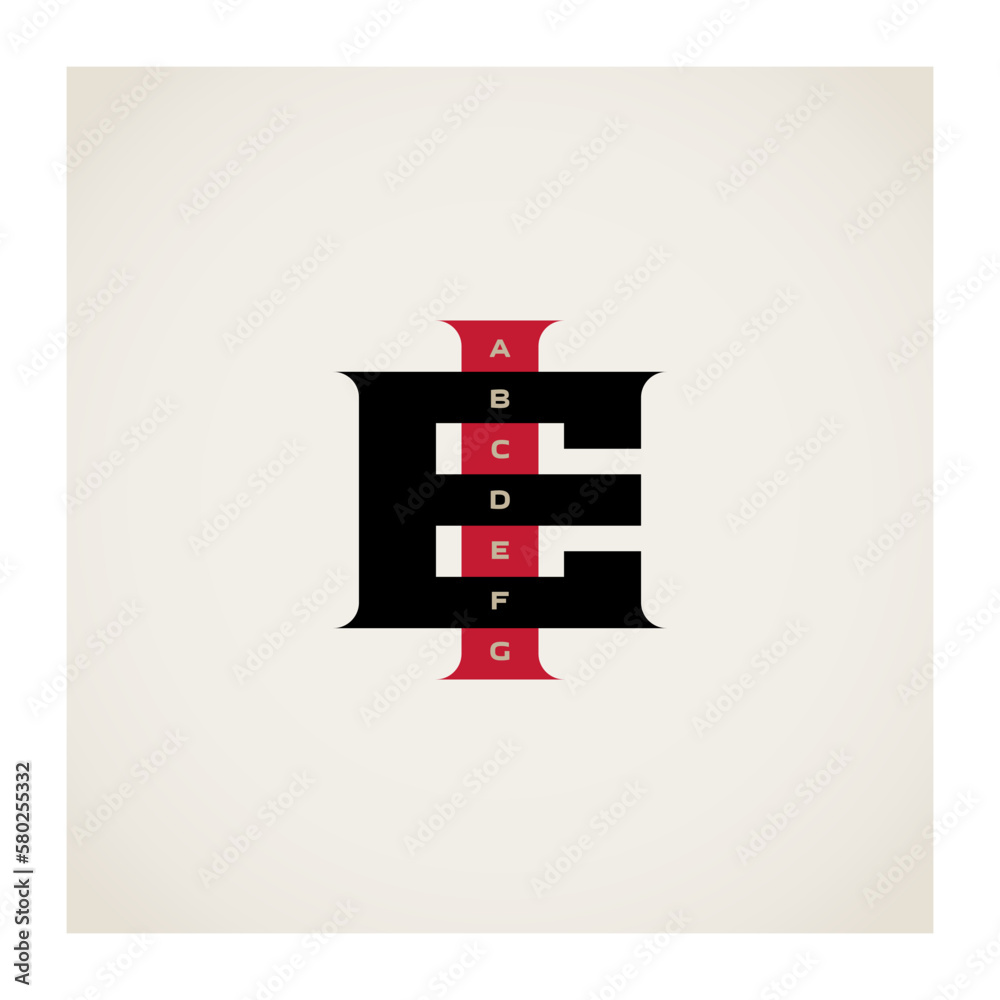 Poster ei - vector design element or icon. e and i initials or logo. monogram or logotype.