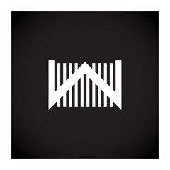 W - Strict laconic design. Logotype. Abstract image for interior with letter W.
