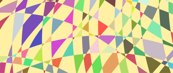 Obraz premium Abstract multi-colored geometric background of quadrilaterals with a predominance of light yellow. Bright colorful design. Mosaic texture. Stained glass effect. EPS 10 vector illustration.