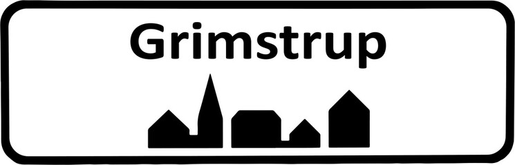 City sign of Grimstrup - Grimstrup Byskilt