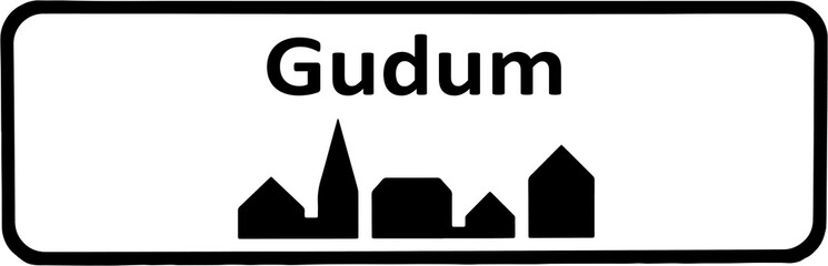 City sign of Gudum - Gudum Byskilt