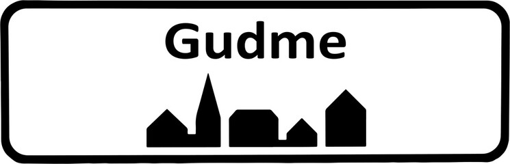 City sign of Gudme - Gudme Byskilt