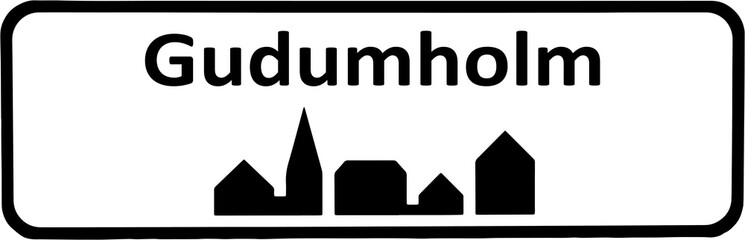 City sign of Gudumholm - Gudumholm Byskilt