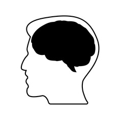 Head and Brain. The line and silhouette are black.