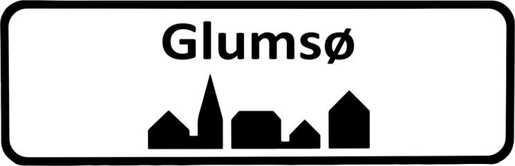City sign of Glumsø - Glumsø Byskilt