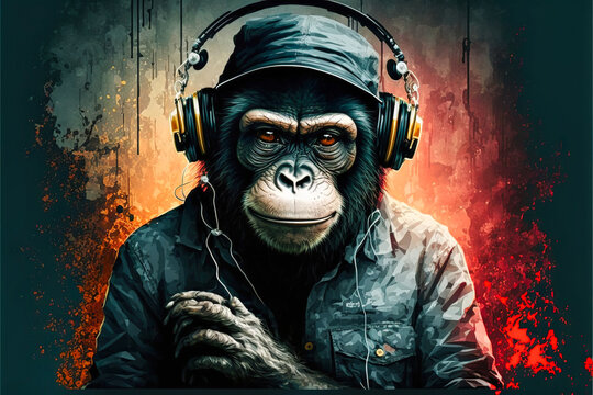 Monkey With Headphones Images – Browse 3,989 Stock Photos, Vectors, and  Video