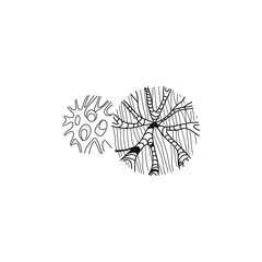Landscape trees in terms of graphics hand drawn architectural design of the site decoration shrubs sketchy set large on a white background black and white doodle sketch