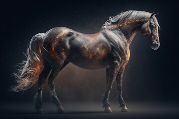 Fototapeta na wymiar horse made of stardust, Generative AI