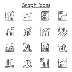Graph, data, Chart and diagram line icons