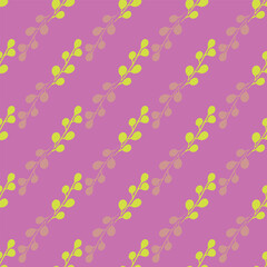 Abstract leaves illustration seamless pattern on pink background