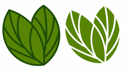 Set green leave for eco symbol, icon, print