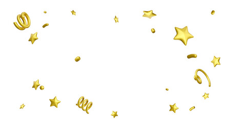 Golden confetti. 3D confetti template isolated on white background. Festive background