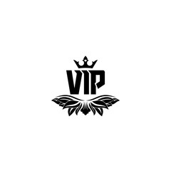 VIP Icon logo with crown isolated on white background