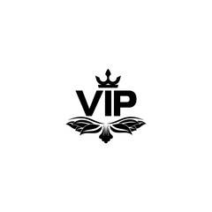 VIP Icon logo with crown isolated on white background