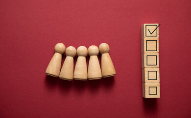 Checkbox with a human figures. Business concept