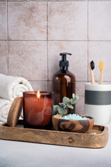 Eco friendly and spa concept. Cosmetic products for bath, relax, bodycare and healthcare