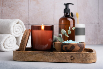 Eco friendly and spa concept. Cosmetic products for bath, relax, bodycare and healthcare
