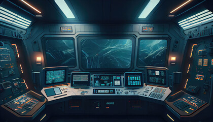 Astronaut computer room, computer desk, desk designed for gamers. Built for Creativity: Business Room for Gaming and Streaming Generative AI