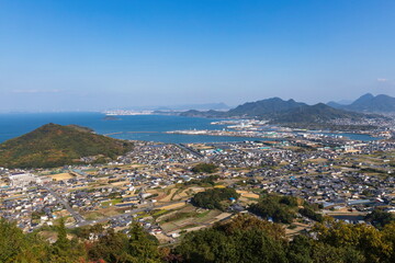 Landscape of takuma town , view from Mt. bakuchi , mitoyo city, kagawa, shikoku, japan