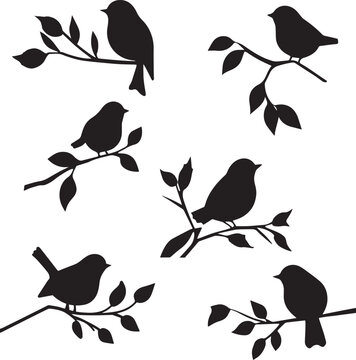 Bird on a branch set icon Vector illustration, EPS