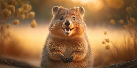 Adorable Quokka Enjoying Sunset in High Definition - Exploring the Animal Kingdom. Crafted with Generative AI