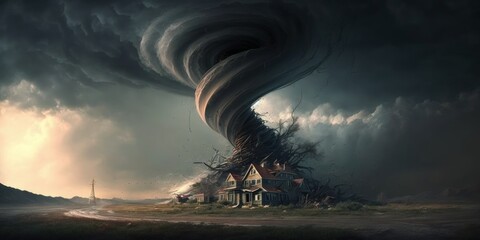 Tornado Landscape Art Design Background Generative AI