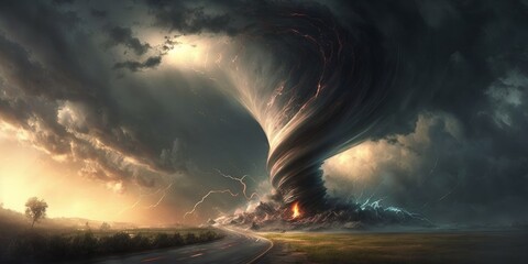 Tornado Landscape Art Design Background Generative AI