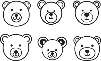 Taddy bear head icon set, Vector illustration, EPS