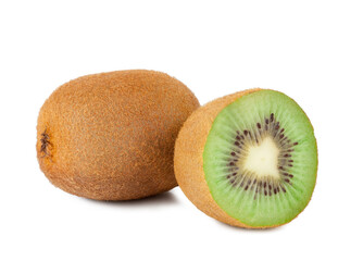 Kiwi fruit and a half isolated on a white background