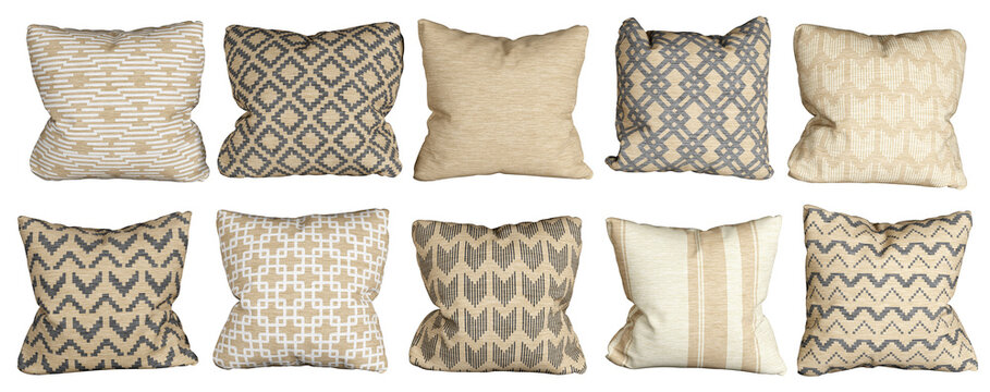 Decorative small cushions plain and with patterns Vector Image