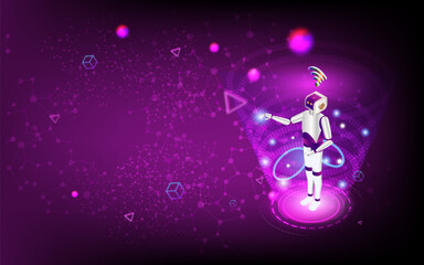 Artificial Intelligence (AI) Molecular structure background concept with ChatGPT, Chatbot, Machine learning, Abstract molecule background with hexagons, wave flow. Vector Illustration eps10