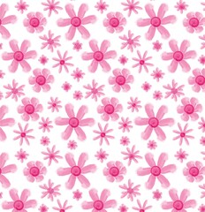 cosmos flower seamless floral pattern in watercolor effect.