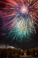 Bright multi-colored fireworks lights