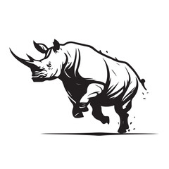 Rhino logo template. Endangered African Rhinoceros silhouette icon. Horned animal symbol. Vector illustration.