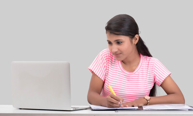 woman working on laptop