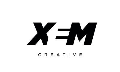 XEM letters negative space logo design. creative typography monogram vector