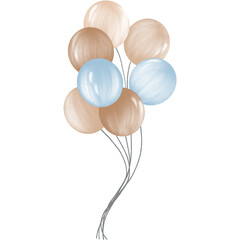 Hand drawn watercolor illustration of pastel air balloons.baby shower,greeting cards,invitation cards,happy birthday,etc.